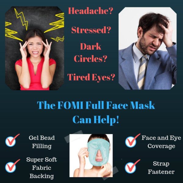 FOMI Hot Cold Gel Bead Full Facial Eye Mask | Blackout Mask - FoMI Care