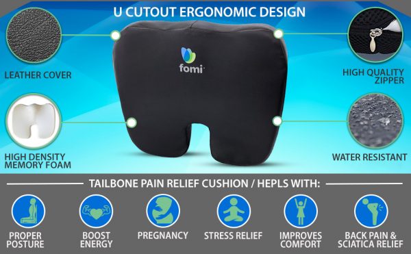 Extra Thick Coccyx Cushion  Water Resistant Cover - Incontinence