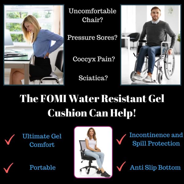 Water Resistant Gel Seat Cushion Pad, 17 x 15 x 1.25 - FOMI Care